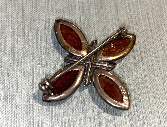 Vintage MOD Sterling and Amber Geometric Pin Sign… - image 3