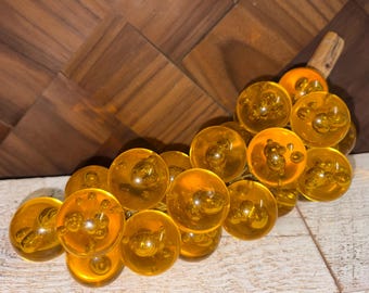 Vintage Mid Century Golden Yellow Lucite Grapes Cluster Decor