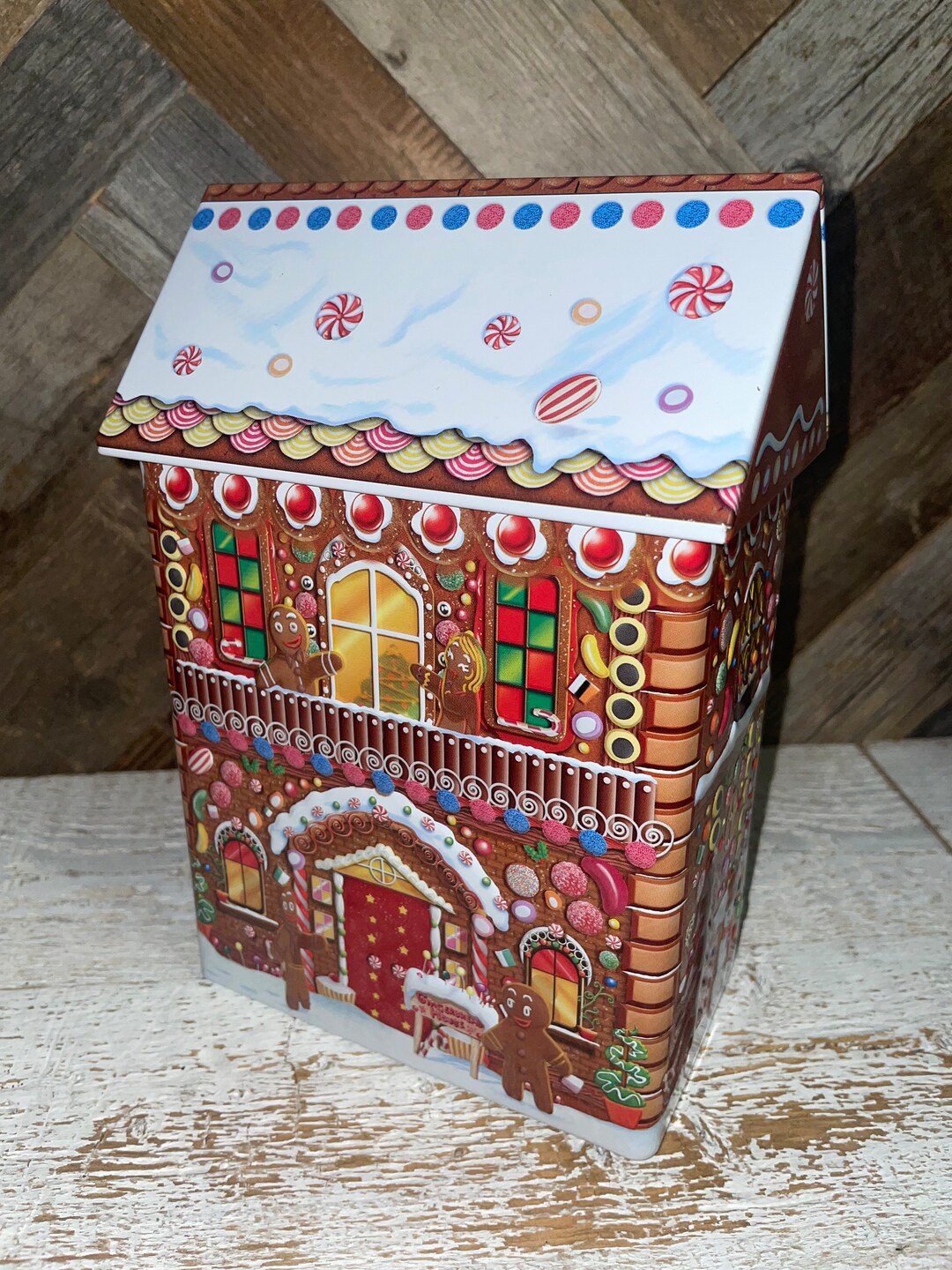 Vintage Fannie Mae Gingerbread House Christmas Village Tin by Etsy