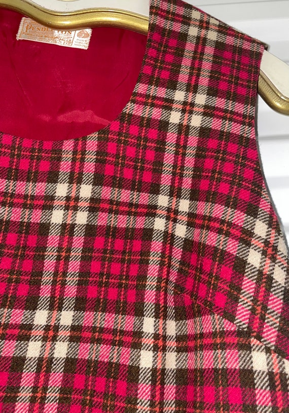 Vintage 60s Pendleton Raspberry Pink Plaid Wool Sh