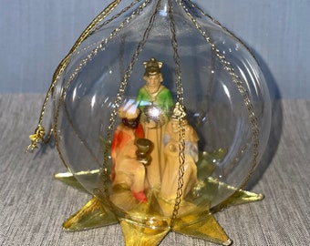 Vintage Mid Century Three Wise Men Glass Bulb Christmas Ornament Made in West Germany