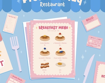 Set di ristoranti per bambini stampabile: cucina per bambini, scuola domestica (PDF da 16 pagine)