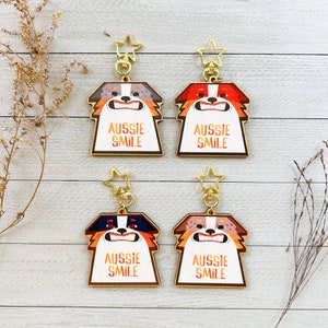 Australian Shepherd Aussie Smile Wooden Keychain, Gift for Dog Mom, Dog keychain