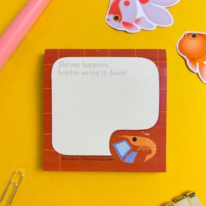 Shrimp Lustig Memo Haftnotizblock, süßes Briefpapier, 3x3 Zoll, To Do Liste Notizblock, Bürogeschenk-Briefpapier, tägliche Erinnerungen, Bürobedarf