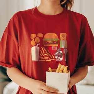 Nostalgia Tshirt For Fast Food Lover Funny T-shirt Unique Shirt Gift Fries Burger Coke and Chicken Nugget
