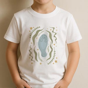 Cute Manatee Kids Shirt, Manatee T-shirt, Beach Bum, Summer Tee, Aesthetic, Florida, Local Ocean Wildlife, Sea Cow Marine, Graphic T