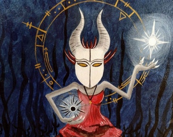ART original acrylic painting The Devil and the Deep Blue Sea