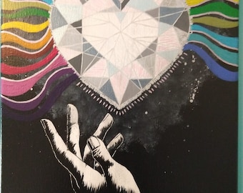Heart love grace validation - canvas art acrylic painting 11x14