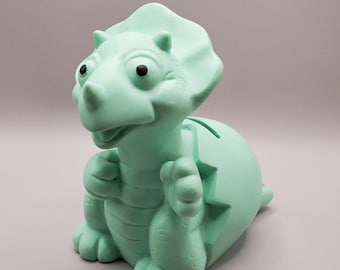 Vintage 1993 TOYSTALGIA Mint Green Triceratops Dinosaur Piggy Bank