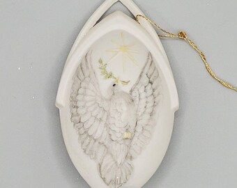 Vintage Provincial Mold Dove of Peace Porcelain Christmas Ornament