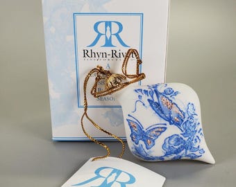 Vintage 2003 Rhyn Rivet "Butterflies Are Free" Porcelain Christmas Ornament
