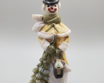 Vintage 4" Hand-Painted Ceramic Snowman Figurine