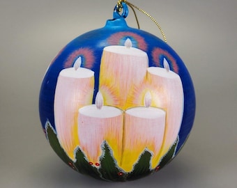 Vintage 2002 Sacred Season Hand Painted Candle 4" Christmas Ornament