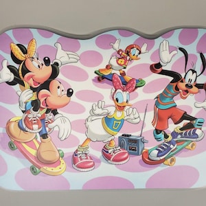 Lot Of 3 Vintage 1987 Disney Mickey & Gang Skateboarding Dancing Placemats