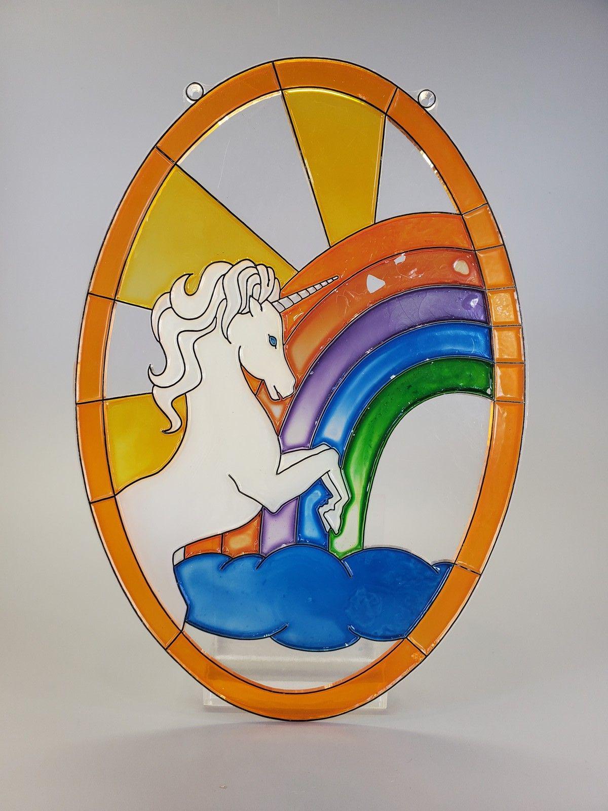 Vintage Stained Glass Unicorn - Etsy