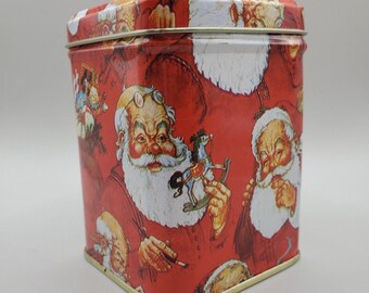 Vintage New Christmas Candle In 3.75" Santa Claus Tin