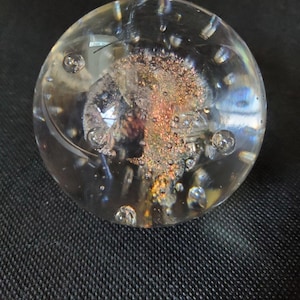 Vintage Controlled Bubble Iridescent Glass Orb Paperweight 2.5&quot;