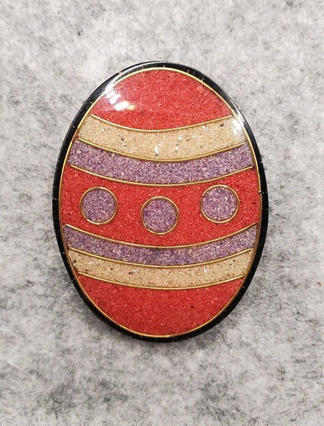 Vintage Lee Sands Style Mosaic Sand Inlay Multicolor Easter Egg Pin ...