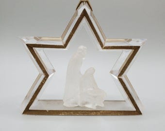 Vintage 1988 Hallmark The Miniature Nativity Crèche Acrylic Christmas Ornament