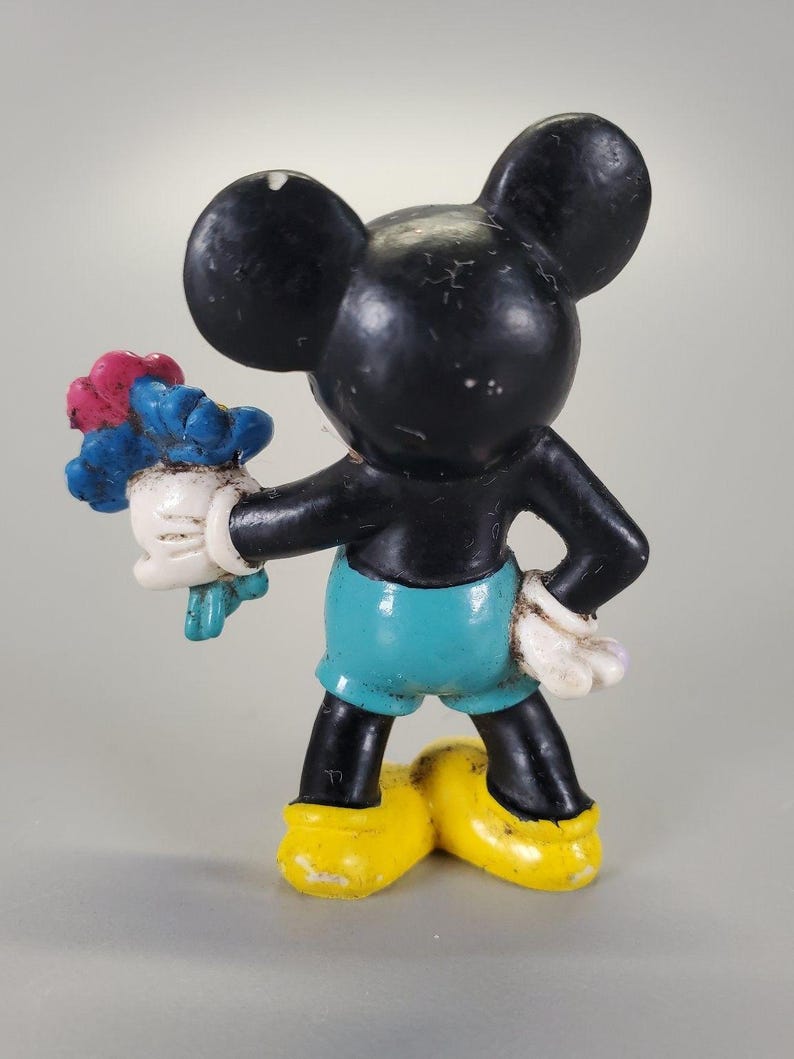Vintage 1986 Bully Disney Mickey Mouse Holding Flowers PVC Figurine image 3