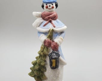 Vintage 4" Hand-Painted Ceramic Snowman Figurine