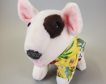 Vintage Spuds MacKenzie Bud Light pluche Bull Terrier hond Hawaiiaans shirt applaus