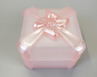 Vintage 50s JCM Small Pink Plastic Jewelry Gift Box with Bow