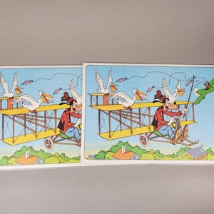 Lot Of 2 Vintage 1978 Disney Pepsi Goofy Fishing & Flying Laminated Placemats