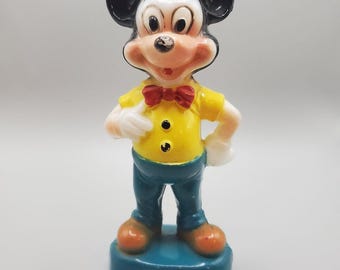 Figura de plástico vintage de Mickey Mouse de Disney de 5 pulgadas de los años 50 o 60