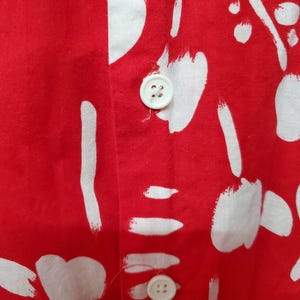 Vintage Carson Pirie Scott L-shirt heren rood wit bloemen Hawaiiaans button-down shirt afbeelding 2