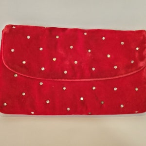 ヴィンテージ MM モリス モスコウィッツ レッド ベルベット ラインストーン イブニング クラッチバッグ