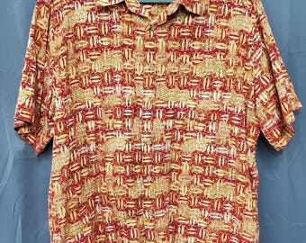 Royal Robbins Men's XL Outdoor Travel Button Down Red Yellow Cowrie Shell