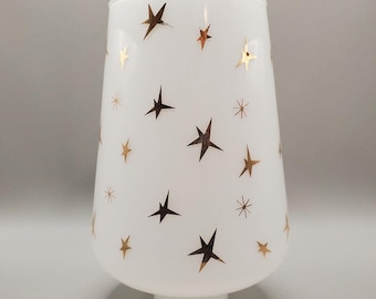 Vintage MCM Mid-Century Modern White Atomic Age Gold Starburst Lamp Shade