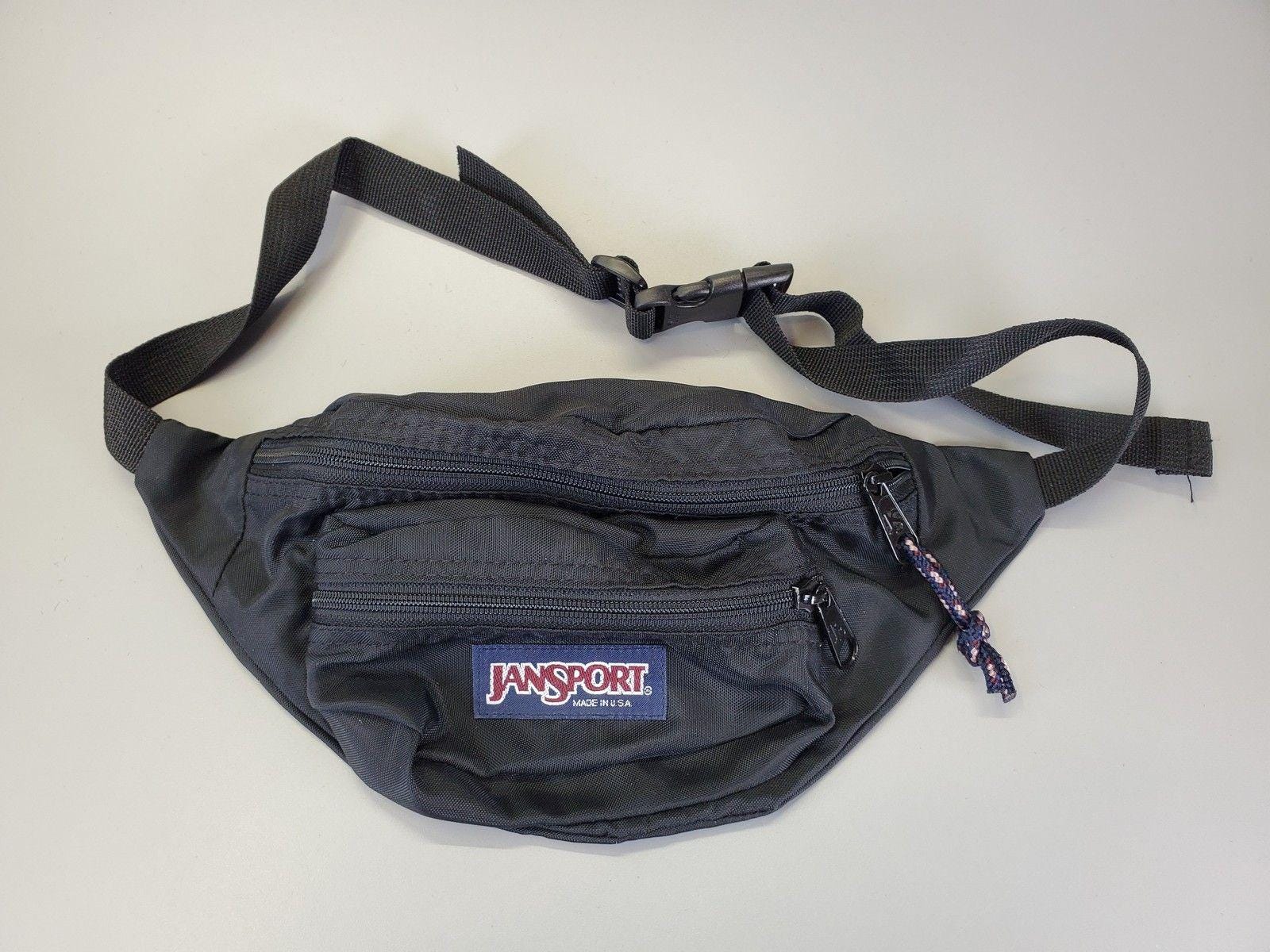 Vintage JANSPORT Schwarze Fanny Pack Taille Reisetasche Made in USA