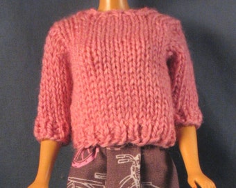 Pink and Brown Sweater and Skirt Set for 11.5 Inch Fashion Dolls