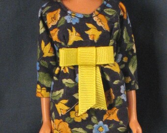 Blue and Yellow Floral Print Mini Dress Set for 11.25 Inch Fashion Dolls