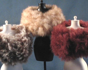 Set of Three Fur Stoles for Fashion Dolls - Brown