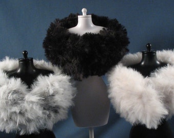 Set of Three Fur Stoles for Fashion Dolls - Cream, Gray and Black