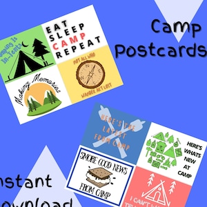 Postales imprimibles del campamento de verano, tarjetas postales imprimibles del campamento de verano, cartas imprimibles del campamento de verano, tarjeta postal imprimible, campamento de verano imprimible