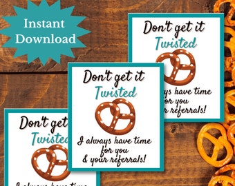 Pretzel pop by, real estate gift, referral ask, referral gift, client gift, client pop by, client appreciation, real estate marketing, gift