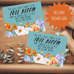 Frühlings-Immobilienmarketing-Postkarte, Frühlings-Immobilienmarketing-Postkarte, Blumenimmobilienmarketing-Postkarte, Immobilienmailer