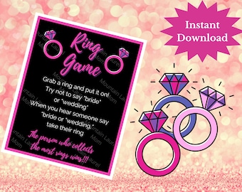 Bachelorette or Bridal Shower Game, The Ring Game, Please Take a Ring Sign, Printable Game Sign, Hen Party, Instant download, printable