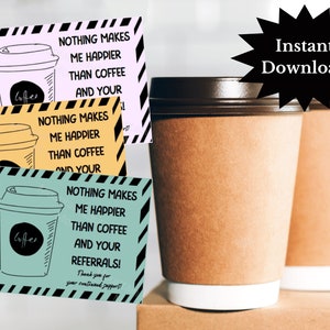 Kaffee-Kundenempfehlungs-Dankeskarte, Dank eines Latte, Dankeschön-Immobilien-Hypothek, Kaffee-Geschenkkarte, Maklermarketing