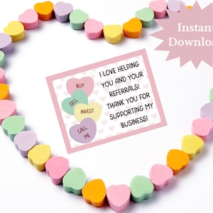 Realtor Valentine gift tag for clients,you and your referrals are the heart of our business, Business marketing, Realtor Valentine Pop by