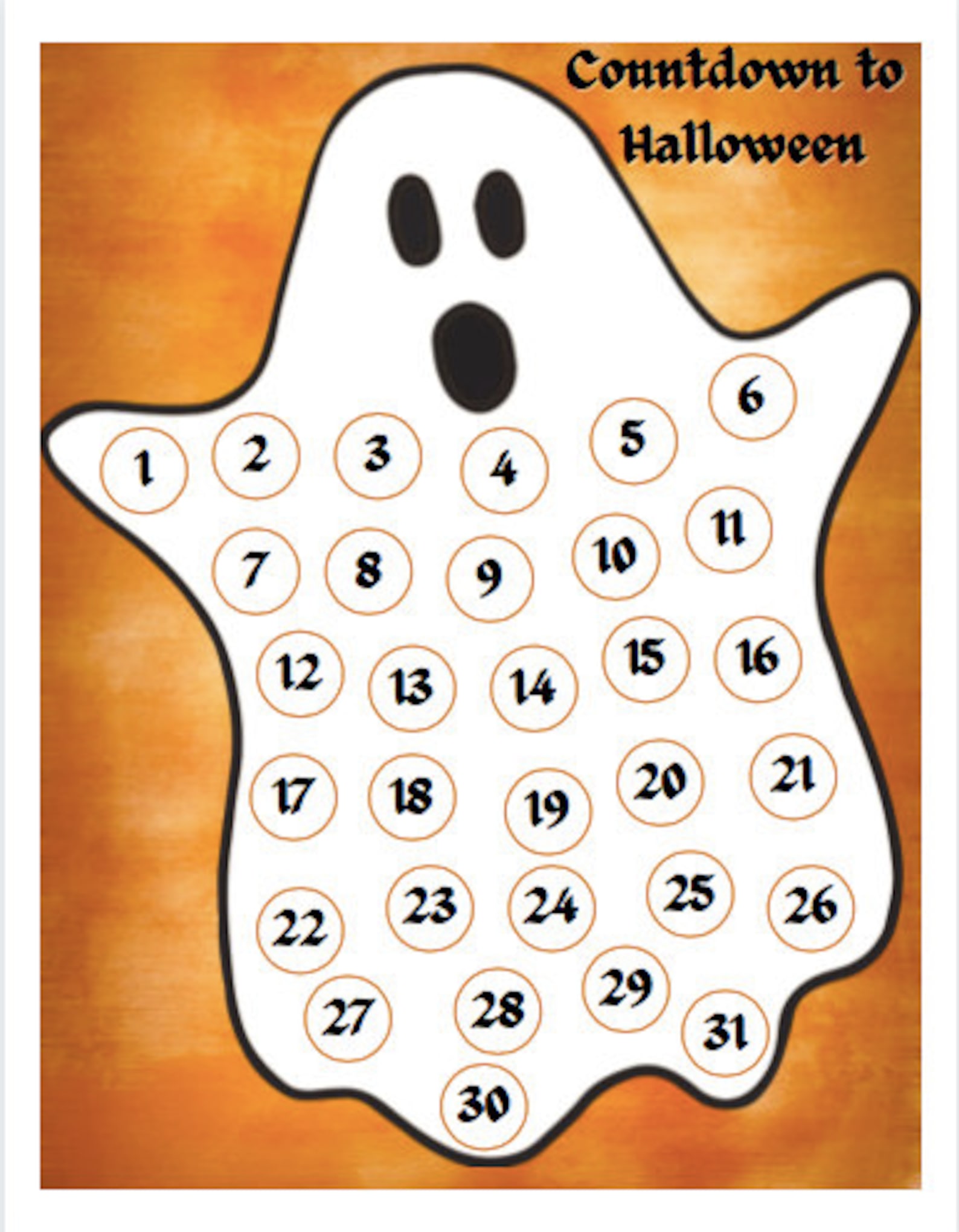 Countdown to Halloween Fall Activity Calendar Halloween Etsy UK