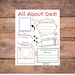 All About My Dad Fill in the Blank Printable for Father's Day, DIY ...
