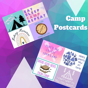 Postales imprimibles del campamento de verano, tarjetas postales imprimibles del campamento de verano, cartas imprimibles del campamento de verano, tarjeta postal imprimible, campamento de verano imprimible