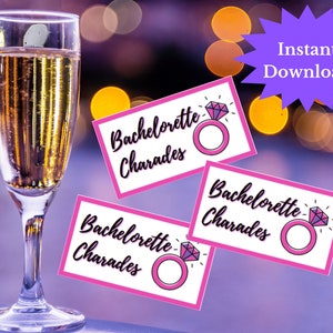 Bachelorette Bridal Charades, Bridal shower game, bachelorette party game, hen party, instant download, printable