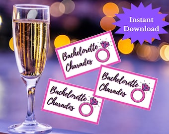 Bachelorette Bridal Charades, Bridal shower game, bachelorette party game, hen party, instant download, printable
