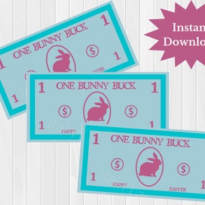 Play Money, Easter money, bunny bucks, easter treats, Easter egg fillers, printable money, easter bunny, candy free easter